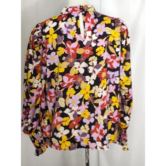 Who What Wear Top L Floral Long Sleeve High Neck Garden - Picture 7 of 8